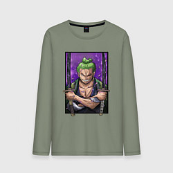 Лонгслив хлопковый мужской ВАН ПИС ЗОРО One Piece, цвет: авокадо