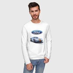Лонгслив хлопковый мужской Ford Motorsport, цвет: белый — фото 2