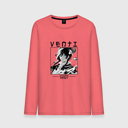 Лонгслив хлопковый мужской Венти Venti, Genshin Impact, цвет: коралловый