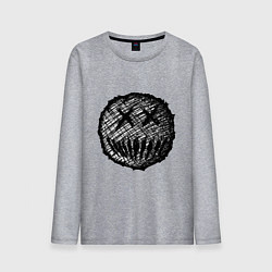 Лонгслив хлопковый мужской Жуткая рожица пиксельная, цвет: меланж