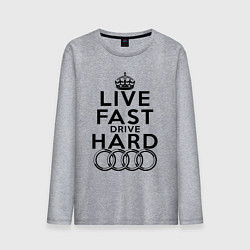 Лонгслив хлопковый мужской AUDI LIVE FAST, DRIVE HARD АУДИ, цвет: меланж