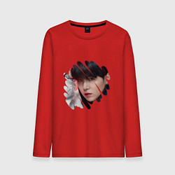 Лонгслив хлопковый мужской Agust D SUGA BTS, цвет: красный