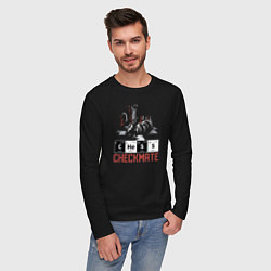 Лонгслив хлопковый мужской ШАХМАТЫ - ШАХ И МАТ, цвет: черный — фото 2