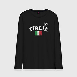 Лонгслив хлопковый мужской Футбол Италия, цвет: черный