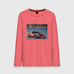 Лонгслив хлопковый мужской Mazda Motorsports Development, цвет: коралловый