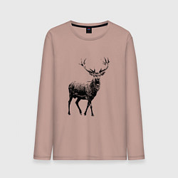 Лонгслив хлопковый мужской Черный олень Black Deer, цвет: пыльно-розовый