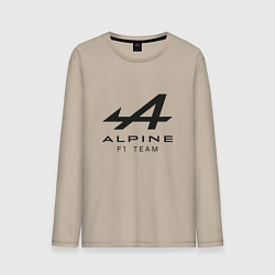 Лонгслив хлопковый мужской Alpine F1 team Black Logo, цвет: миндальный