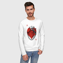 Лонгслив хлопковый мужской Черви огромное сердце, цвет: белый — фото 2