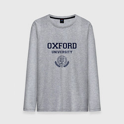 Лонгслив хлопковый мужской Оксфорд - логотип университета, цвет: меланж