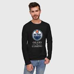 Лонгслив хлопковый мужской Edmonton Oilers are coming Эдмонтон Ойлерз, цвет: черный — фото 2