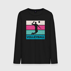 Лонгслив хлопковый мужской Volleyball Play, цвет: черный