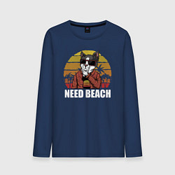 Лонгслив хлопковый мужской Need Beach, цвет: тёмно-синий