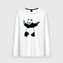 Лонгслив хлопковый мужской Banksy Panda with guns - Бэнкси, цвет: белый