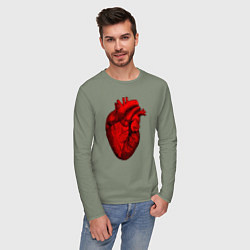 Лонгслив хлопковый мужской Сердце анатомическое, цвет: авокадо — фото 2