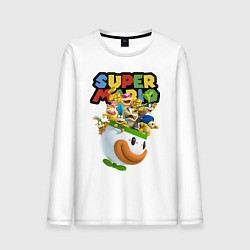 Лонгслив хлопковый мужской Компашка персонажей Super Mario, цвет: белый