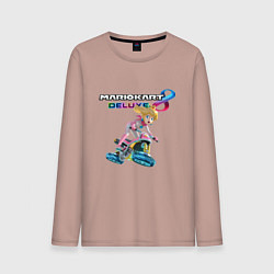 Лонгслив хлопковый мужской Принцесса Персик гонщица Mario Kart 8 Deluxe, цвет: пыльно-розовый