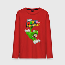 Лонгслив хлопковый мужской Luigi cat Super Mario 3D World Nintendo, цвет: красный