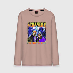 Лонгслив хлопковый мужской Scranton electric city, цвет: пыльно-розовый