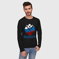 Лонгслив хлопковый мужской Russia, цвет: черный — фото 2