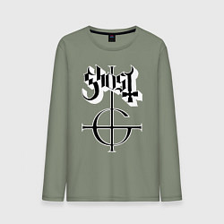 Лонгслив хлопковый мужской Ghost logo, цвет: авокадо