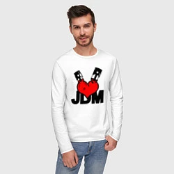 Лонгслив хлопковый мужской JDM Heart Piston Japan, цвет: белый — фото 2