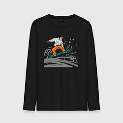 Лонгслив хлопковый мужской Сноубордист snowboard, цвет: черный