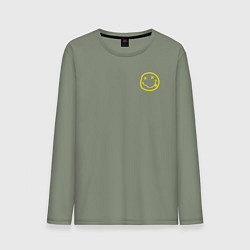 Лонгслив хлопковый мужской Nirvana Жёлтый смайл, цвет: авокадо