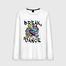 Лонгслив хлопковый мужской Погружение в Брейк Данс, цвет: белый