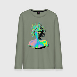 Лонгслив хлопковый мужской Gorgon Medusa Vaporwave Neon, цвет: авокадо