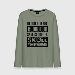 Лонгслив хлопковый мужской Девиз последователей Кхорна для светлого фона, цвет: авокадо