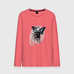 Мужской лонгслив Vintage Woman Butterfly Bike Collage