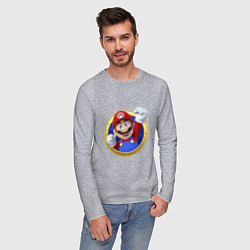 Лонгслив хлопковый мужской Марио 3d, цвет: меланж — фото 2