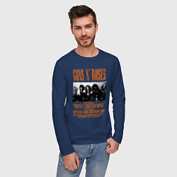 Лонгслив хлопковый мужской GUNS-N-ROSES АФИША, цвет: тёмно-синий — фото 2