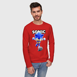 Лонгслив хлопковый мужской Sonic the Hedgehog 2, цвет: красный — фото 2