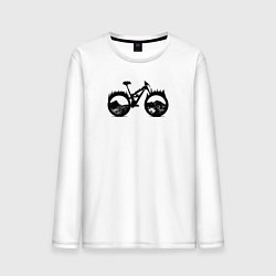 Лонгслив хлопковый мужской Эндуро велосипед, цвет: белый