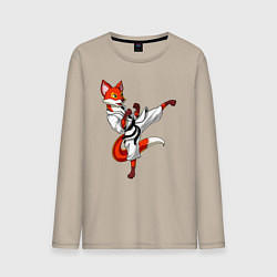 Лонгслив хлопковый мужской Лис боец, цвет: миндальный