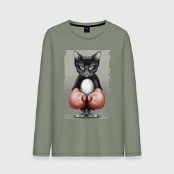 Мужской лонгслив Крутой котяра в боксёрских перчатках Cool cat in b