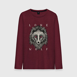 Лонгслив хлопковый мужской Одинокий Волк Lone Wolf, цвет: меланж-бордовый