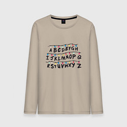 Лонгслив хлопковый мужской STRANGER THINGS ALPHABET, цвет: миндальный