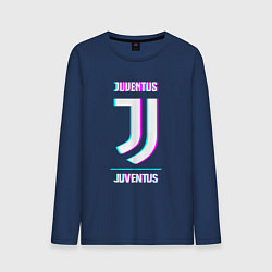 Лонгслив хлопковый мужской Juventus FC в стиле Glitch, цвет: тёмно-синий
