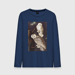 Лонгслив хлопковый мужской Snowy Owl Сова, цвет: тёмно-синий