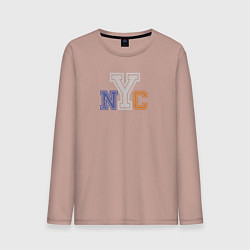 Лонгслив хлопковый мужской NYC New York City, цвет: пыльно-розовый