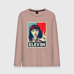 Лонгслив хлопковый мужской Stranger Things Eleven, цвет: пыльно-розовый