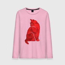 Лонгслив хлопковый мужской Котик минимализм, цвет: светло-розовый