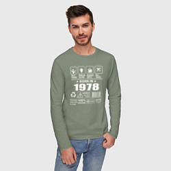 Лонгслив хлопковый мужской Родился в 1978 году, цвет: авокадо — фото 2
