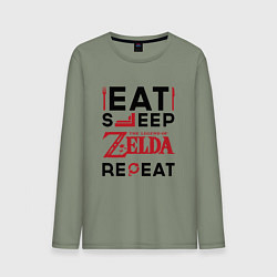 Мужской лонгслив Надпись: Eat Sleep Zelda Repeat