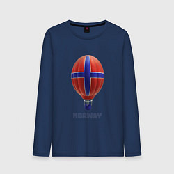 Лонгслив хлопковый мужской 3d aerostat Norway flag, цвет: тёмно-синий