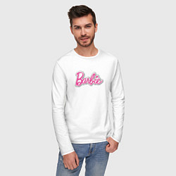 Лонгслив хлопковый мужской Barbie logo, цвет: белый — фото 2