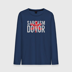 Лонгслив хлопковый мужской Донор Сарказма Sarcasm Donor, цвет: тёмно-синий