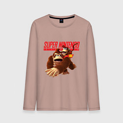 Лонгслив хлопковый мужской Nintendo - DK, цвет: пыльно-розовый